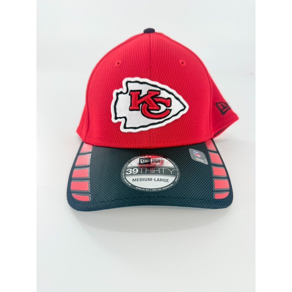 Kansas City Chiefs New Era Hat Cap 39Thirty Size M/L Stretch Fit Black Red NWT